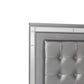 Faux Crystal Tufted Fabric Twin Headboard with LED Trim Gray By Casagear Home BM220405