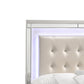 Faux Crystal Tufted Fabric Twin Headboard with LED Trim White By Casagear Home BM220406