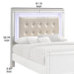 Faux Crystal Tufted Fabric Twin Headboard with LED Trim White By Casagear Home BM220406