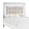 Faux Crystal Tufted Fabric Twin Headboard with LED Trim, White By Casagear Home