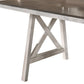 Wooden Counter Height Table with X Shaped Base Antique White and Brown By Casagear Home BM220429