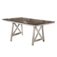 Wooden Counter Height Table with X Shaped Base, Antique White and Brown By Casagear Home