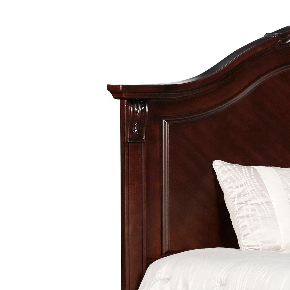 Transitional Wooden Queen Size Headboard with Camelback Design Brown By Casagear Home BM220465