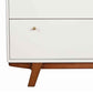 3 Drawer Wood Chest with Round Pulls and Angled Legs Small,White and Brown By Casagear Home BM220498