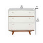 3 Drawer Wood Chest with Round Pulls and Angled Legs Small,White and Brown By Casagear Home BM220498