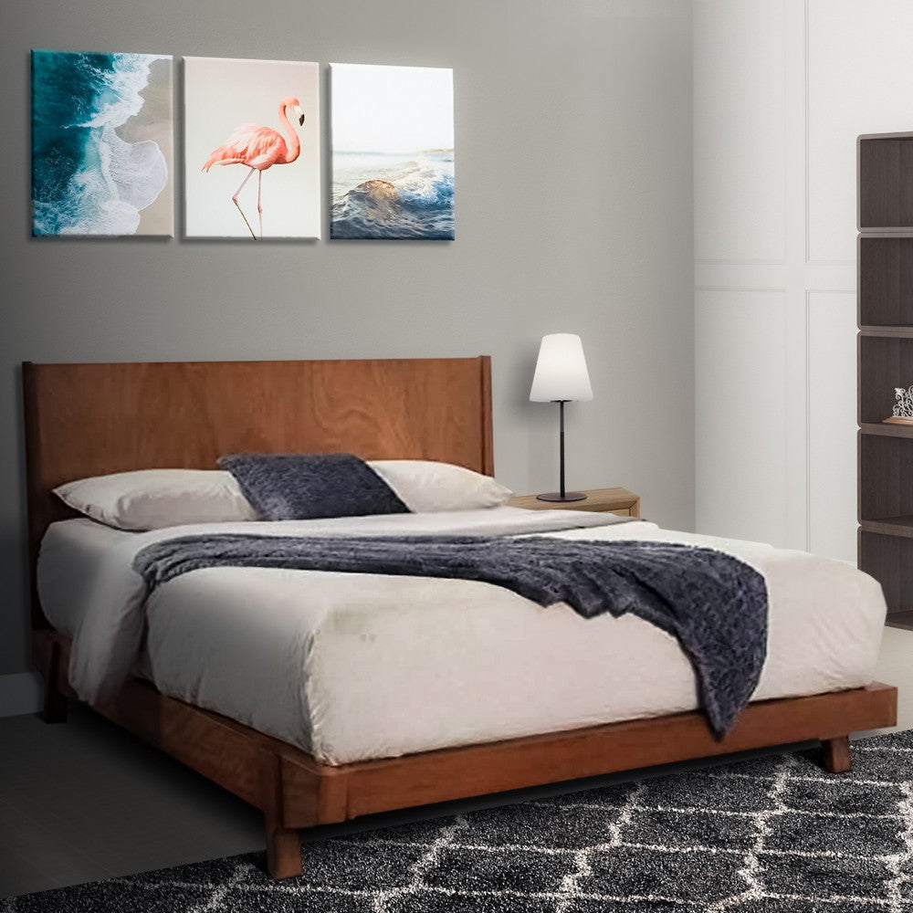 Full Platform Bed with Angled Block Legs and Grain Details Brown By Casagear Home BM220502