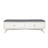 59’ Fabric Upholstered Bedroom Bench with 2 Storage Drawers White By Casagear Home BM220519