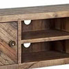 Wooden TV Console with 2 Cabinets and Open Center Shelf Weathered Brown By Casagear Home BM220530