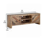 Wooden TV Console with 2 Cabinets and Open Center Shelf Weathered Brown By Casagear Home BM220530