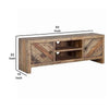 Wooden TV Console with 2 Cabinets and Open Center Shelf Weathered Brown By Casagear Home BM220530