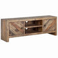 Wooden TV Console with 2 Cabinets and Open Center Shelf, Weathered Brown By Casagear Home