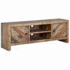 Wooden TV Console with 2 Cabinets and Open Center Shelf, Weathered Brown By Casagear Home