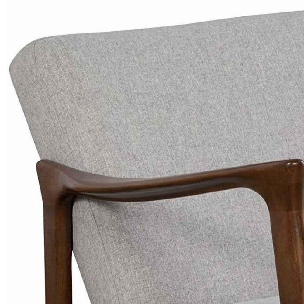 Fabric Padded Mid Century Wooden Lounge Chair Gray & Brown By Casagear Home BM220535