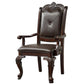 Crowned Top Wooden Side Chair with Leatherette Seating Set of 2 Dark Brown By Casagear Home BM220567