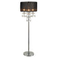 Round Fabric Wrapped Floor Lamp with Crystal Inlay, Gray and Silver By Casagear Home