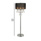 Round Fabric Wrapped Floor Lamp with Crystal Inlay Gray and Silver By Casagear Home BM220568