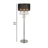 Round Fabric Wrapped Floor Lamp with Crystal Inlay Gray and Silver By Casagear Home BM220568