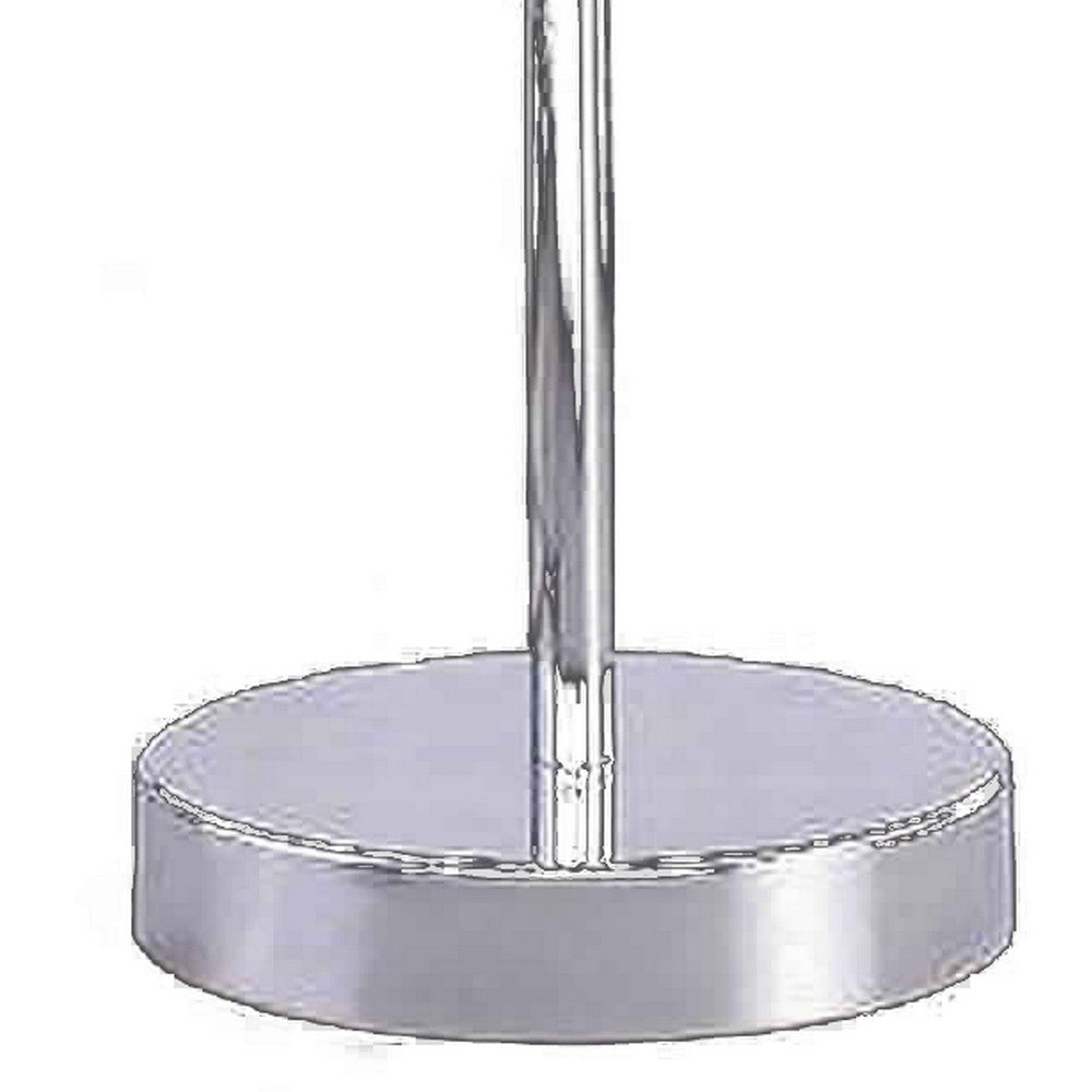 Chandelier Crystal Accented Table Lamp with Tubular Frame Chrome and Clear By Casagear Home BM220581