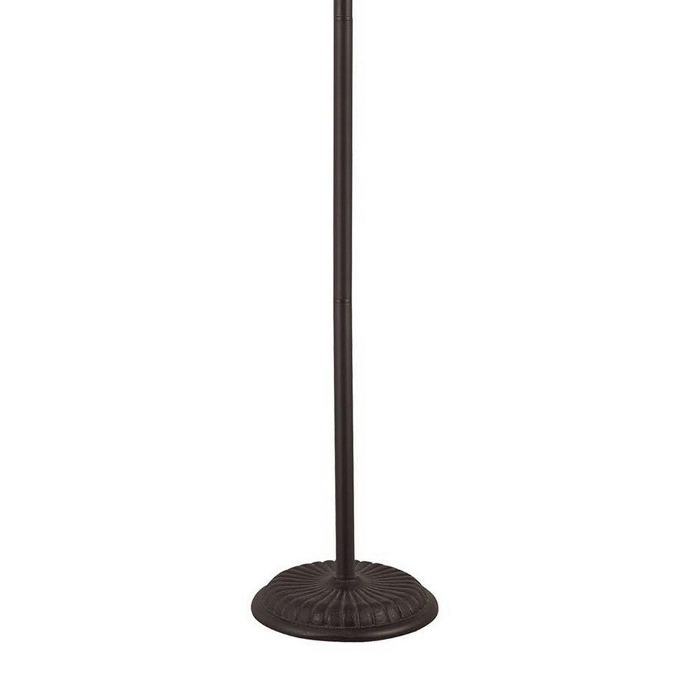 Metal Floor Lamp with Pull Chain Switch and Paper Shade Off White and Black By Casagear Home BM220649