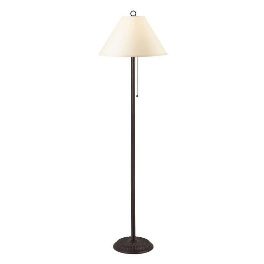 Metal Floor Lamp with Pull Chain Switch and Paper Shade, Off White and Black By Casagear Home