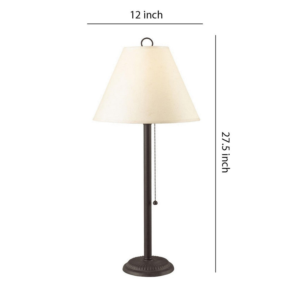 Paper Shade Metal Table Lamp with Pull Chain Switch,Set of 4,White and Black By Casagear Home BM220650