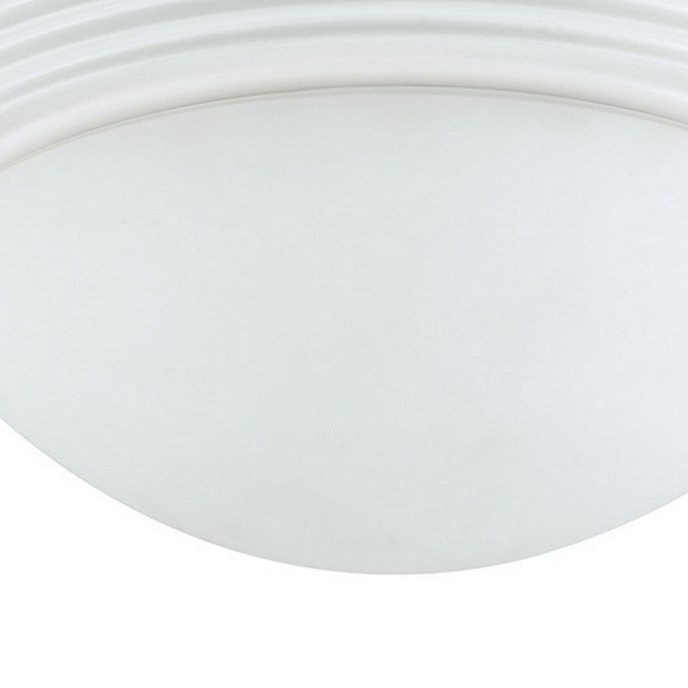 Dome Shaped Glass Ceiling Lamp with Hardwired Switch White and Clear By Casagear Home BM220713