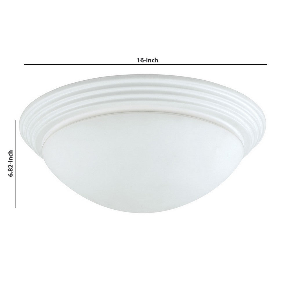 Dome Shaped Glass Ceiling Lamp with Hardwired Switch White and Clear By Casagear Home BM220713