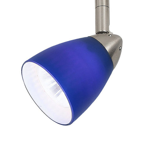 Hand Blown Glass Shade Adjustable Track Light Head with Metal Frame, Blue By Casagear Home