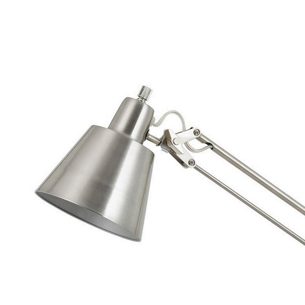 60W Metal Task Lamp with Adjustable Arms and Swivel Head Set of 2 Silver By Casagear Home BM220818