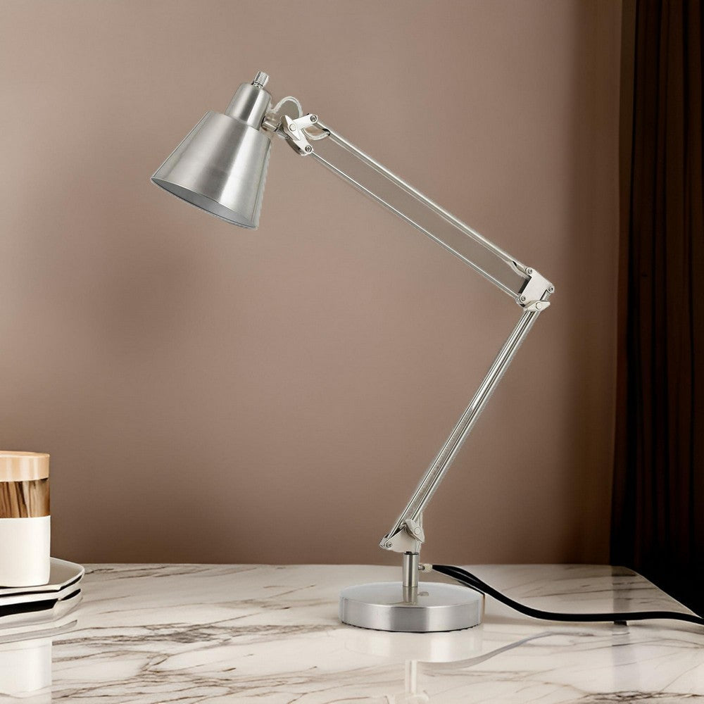 60W Metal Task Lamp with Adjustable Arms and Swivel Head, Set of 2, Silver By Casagear Home