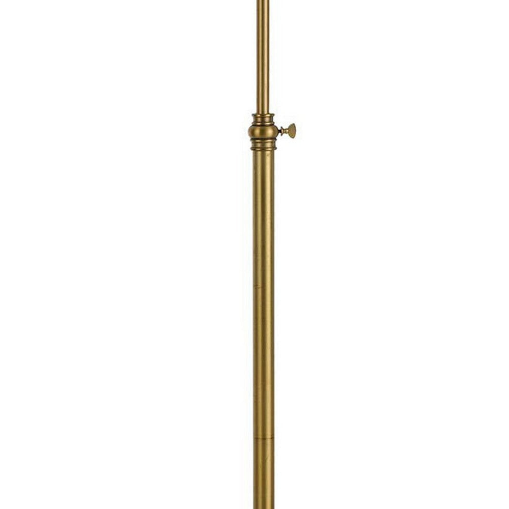 100 Watt Metal Down Bride Floor lamp with Fabric Tapered Drum Shade Gold By Casagear Home BM220828