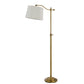 100 Watt Metal Down Bride Floor lamp with Fabric Tapered Drum Shade, Gold By Casagear Home