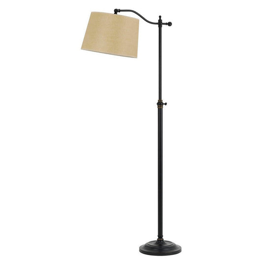 100 Watt Metal Down Bride Floor lamp with Fabric Tapered Drum Shade, Black By Casagear Home