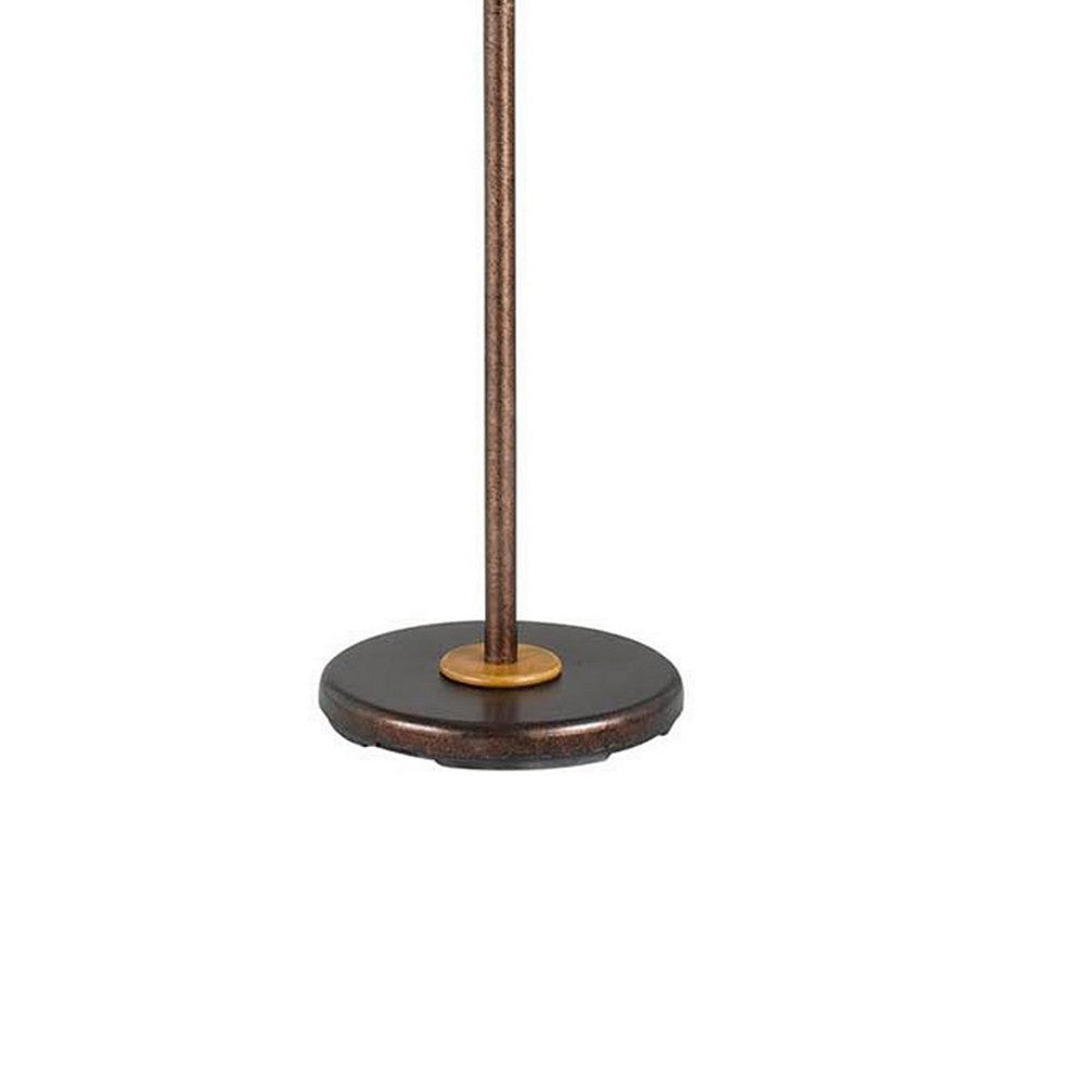 3 Way Torchiere Floor Lamp with Frosted Glass shade and Stable Base Bronze By Casagear Home BM220832