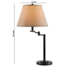 3 Way Metal Body Table Lamp with Swing Arm and Conical Fabric Shade Black By Casagear Home BM220834