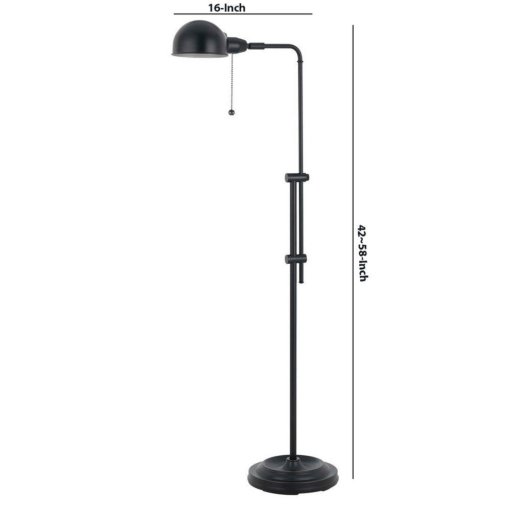 Adjustable Height Metal Pharmacy Lamp with Pull Chain Switch Black By Casagear Home BM220838