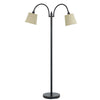 80 Watt Metal Floor Lamp with Dual Gooseneck and Uno Style Shades, Black By Casagear Home