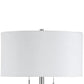 Metal Body Floor Lamp with Fabric Drum Shade and Pull Chain Switch Silver By Casagear Home BM220845