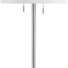 Metal Body Floor Lamp with Fabric Drum Shade and Pull Chain Switch Silver By Casagear Home BM220845