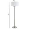 Metal Body Floor Lamp with Fabric Drum Shade and Pull Chain Switch Silver By Casagear Home BM220845