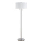 Metal Body Floor Lamp with Fabric Drum Shade and Pull Chain Switch, Silver By Casagear Home