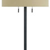 Metal Body Floor Lamp with Fabric Drum Shade and Pull Chain Switch Black By Casagear Home BM220846