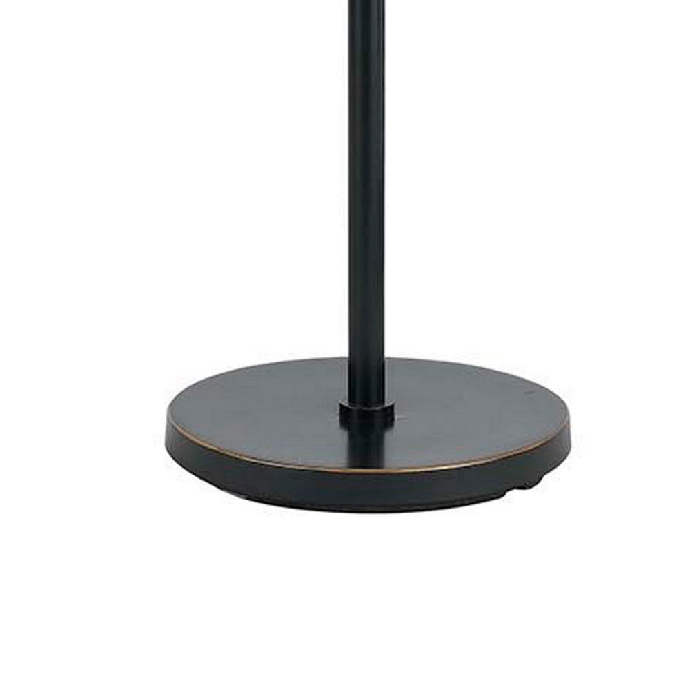 Metal Body Floor Lamp with Fabric Drum Shade and Pull Chain Switch Black By Casagear Home BM220846