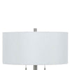 Metal Body Table Lamp with Fabric Drum Shade and Pull Chain Switch Silver By Casagear Home BM220848