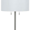 Metal Body Table Lamp with Fabric Drum Shade and Pull Chain Switch Silver By Casagear Home BM220848