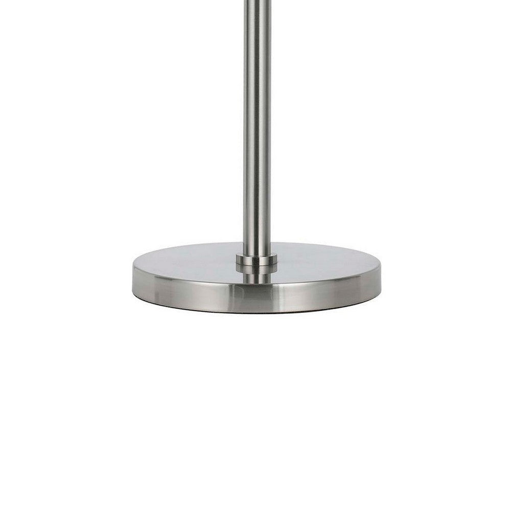 Metal Body Table Lamp with Fabric Drum Shade and Pull Chain Switch Silver By Casagear Home BM220848