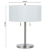 Metal Body Table Lamp with Fabric Drum Shade and Pull Chain Switch Silver By Casagear Home BM220848