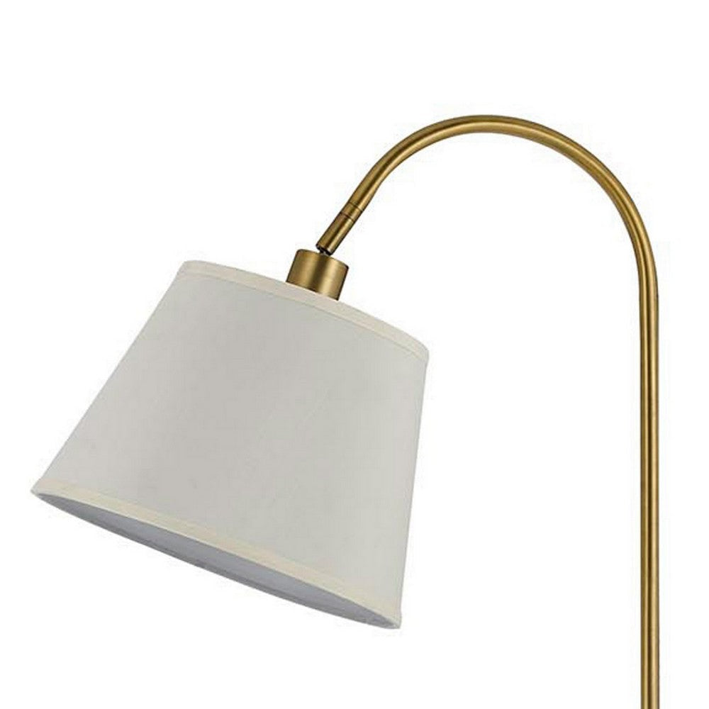 60 Watt Metal Floor Lamp with Gooseneck Shape and Stable Base Gold By Casagear Home BM220851