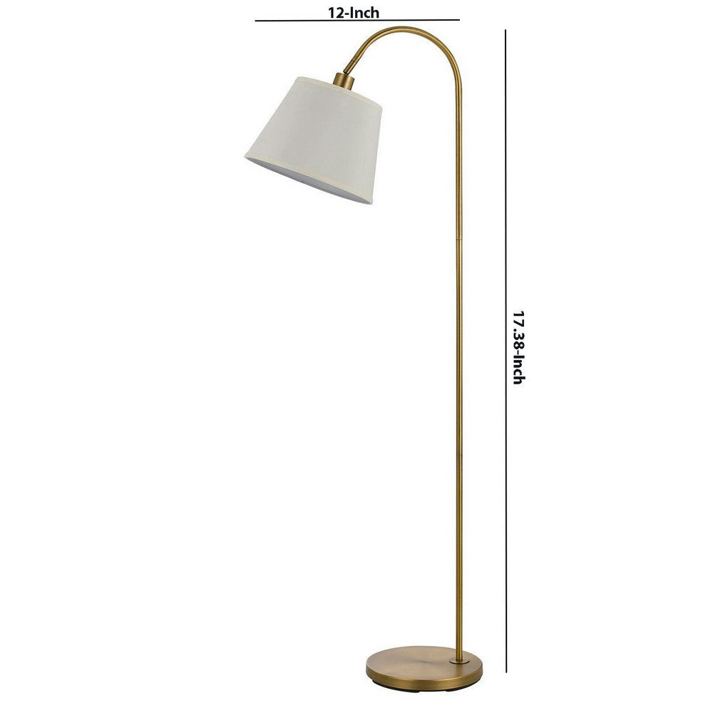 60 Watt Metal Floor Lamp with Gooseneck Shape and Stable Base Gold By Casagear Home BM220851