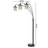 180 Watt Metal Floor Lamp with 3 Arms and Cage Shades Black By Casagear Home BM220855